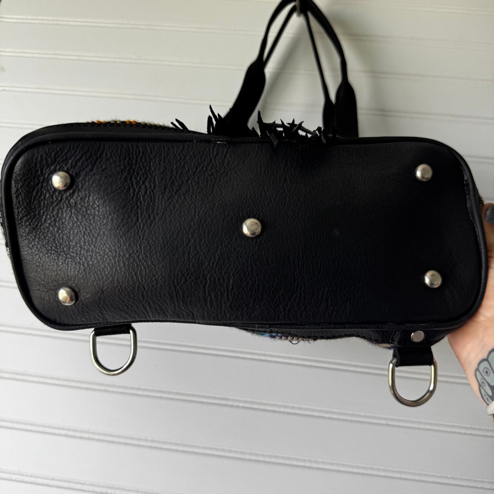 Maria's Artisan Shop Boho Tribal Woven‎ Leather Tote Bag Fringe Backpack - Picture 5 of 14